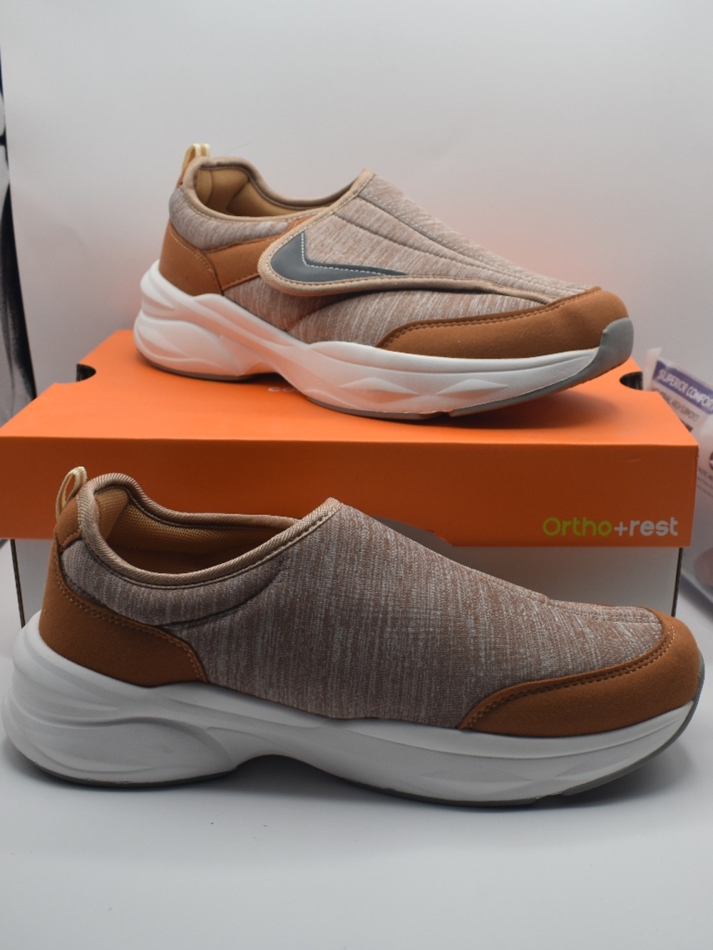 NIB Ortho+Rest Men's Diabetic Orthopedic Walking Sneakers in Brown Size 8